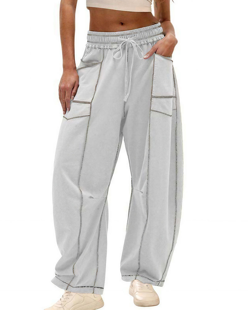Vyla™ Wide Leg Drawstring Sweatpants Casual Lounge Pants with Pockets