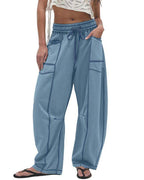 Vyla™ Wide Leg Drawstring Sweatpants Casual Lounge Pants with Pockets