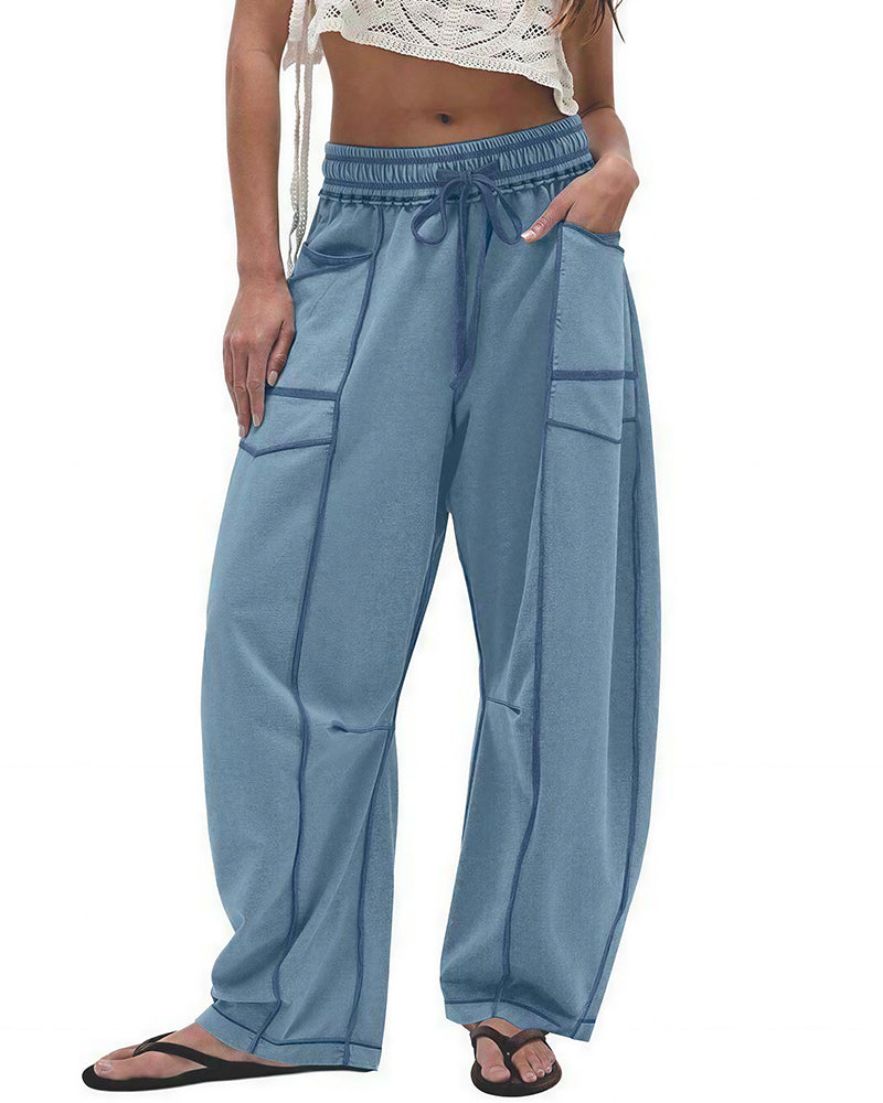 Vyla™ Wide Leg Drawstring Sweatpants Casual Lounge Pants with Pockets