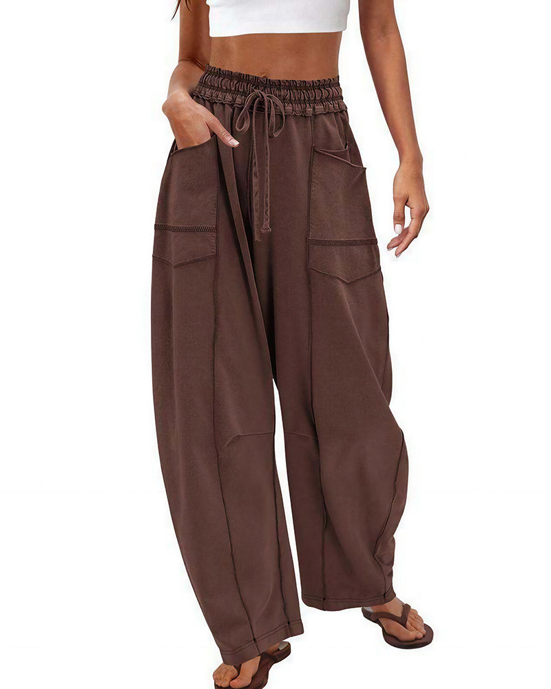 Vyla™ Wide Leg Drawstring Sweatpants Casual Lounge Pants with Pockets