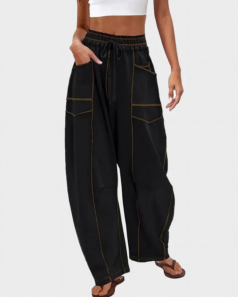 Vyla™ Wide Leg Drawstring Sweatpants Casual Lounge Pants with Pockets