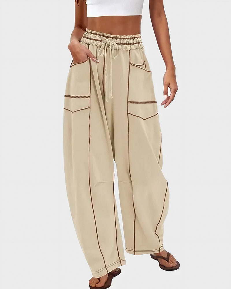 Vyla™ Wide Leg Drawstring Sweatpants Casual Lounge Pants with Pockets