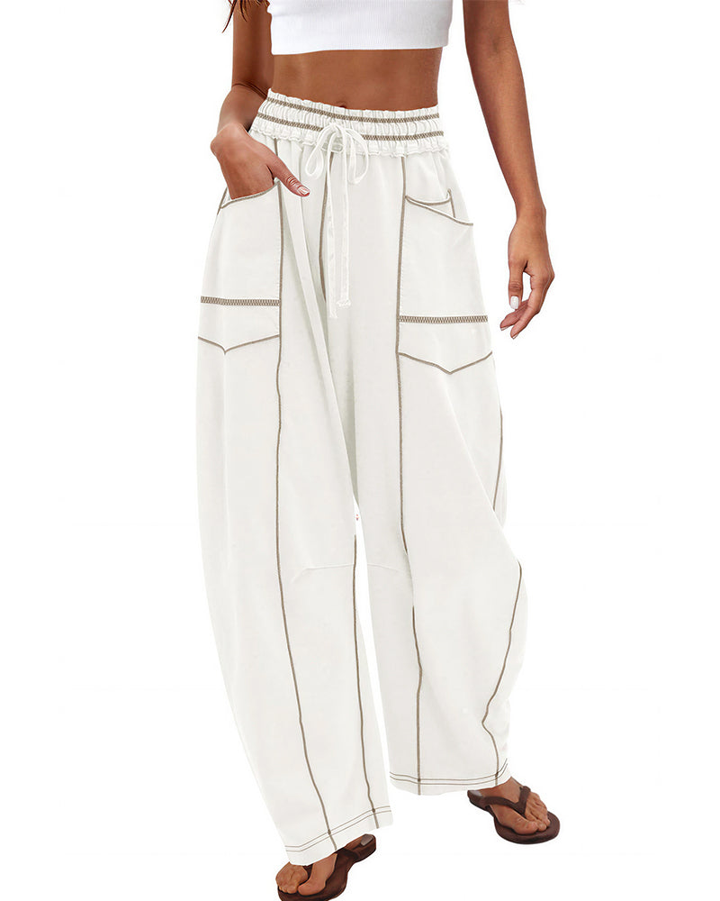 Vyla™ Wide Leg Drawstring Sweatpants Casual Lounge Pants with Pockets