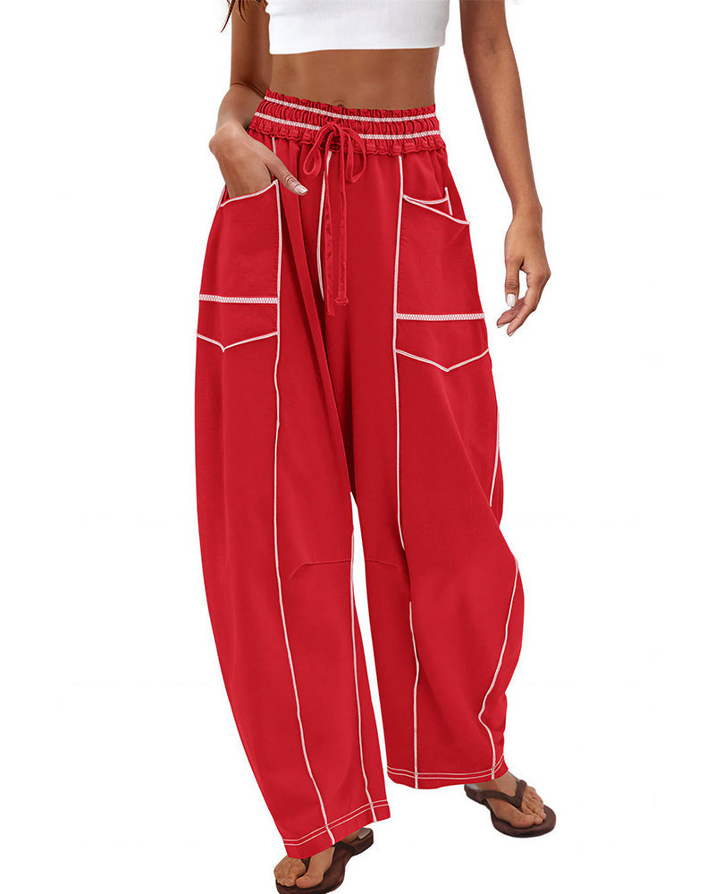 Vyla™ Wide Leg Drawstring Sweatpants Casual Lounge Pants with Pockets