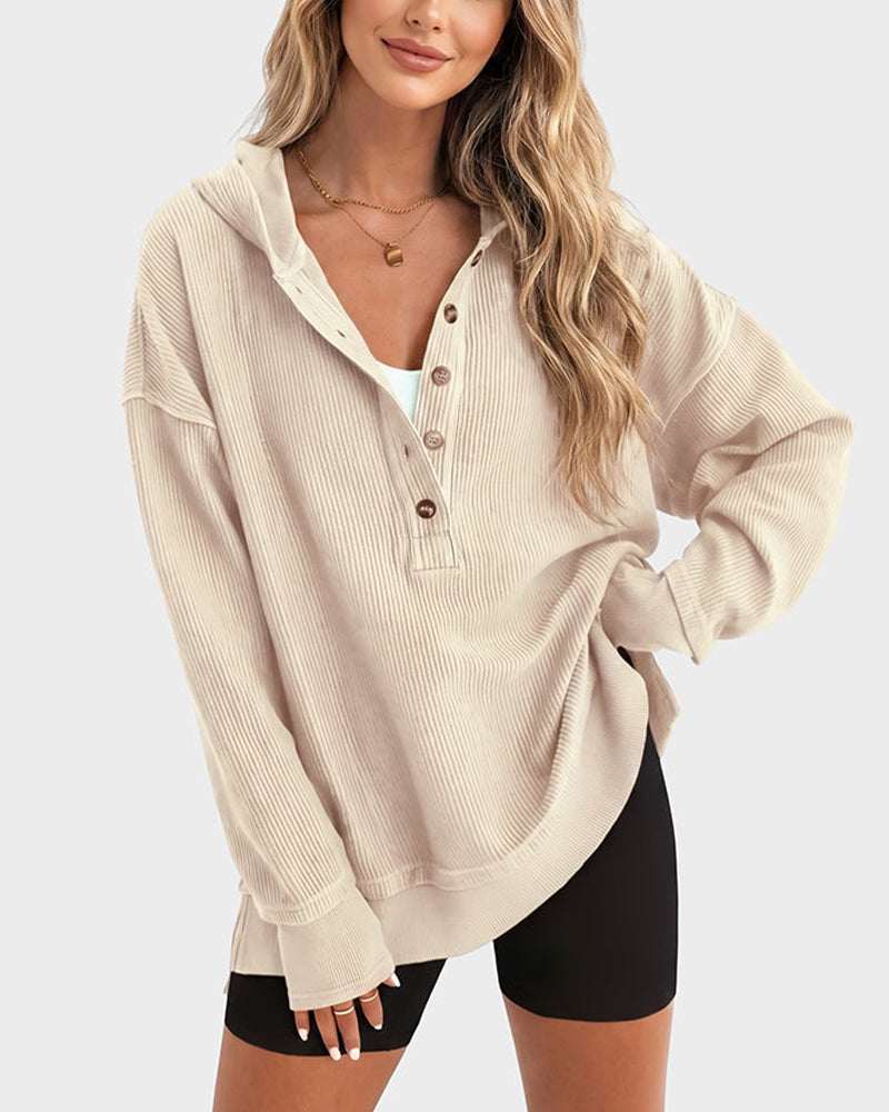 Vyla™ Oversized Collared Ribbed Sweatshirt