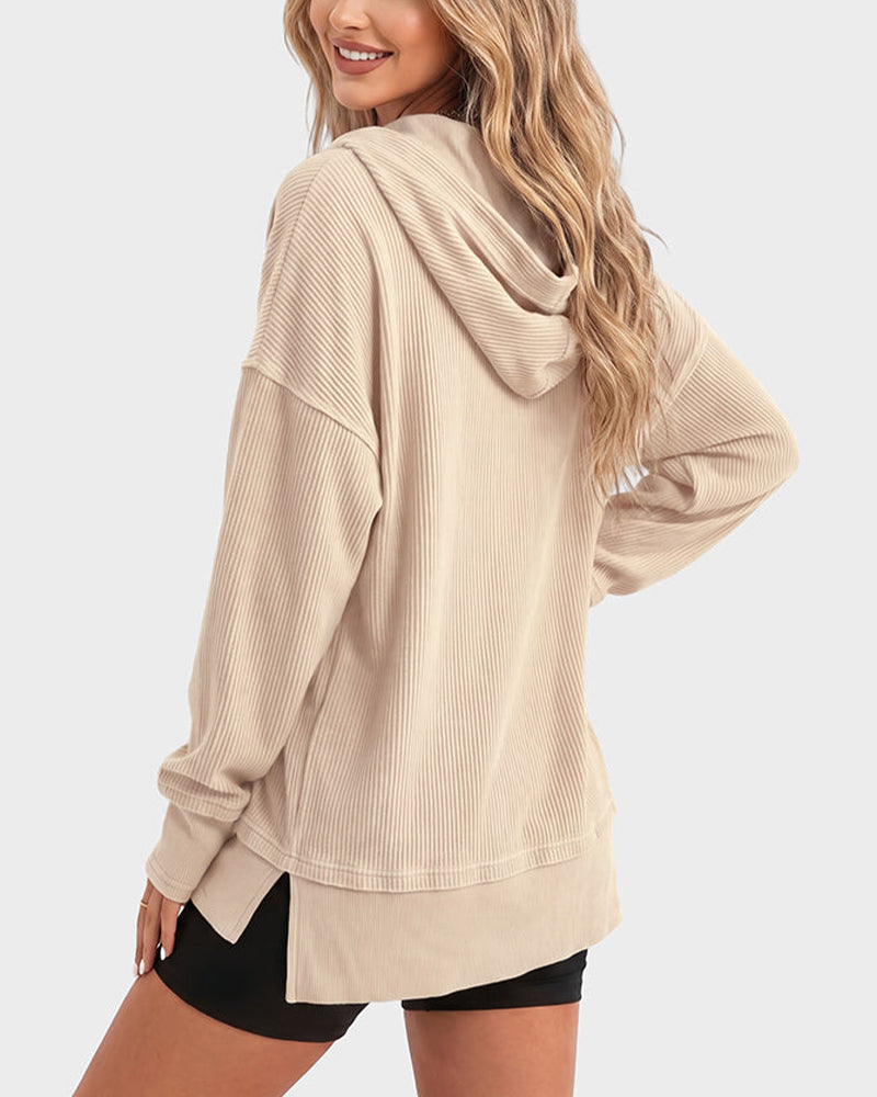 Vyla™ Oversized Collared Ribbed Sweatshirt