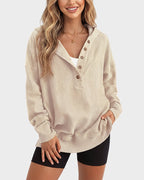 Vyla™ Oversized Collared Ribbed Sweatshirt