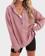 Vyla™ Oversized Collared Ribbed Sweatshirt