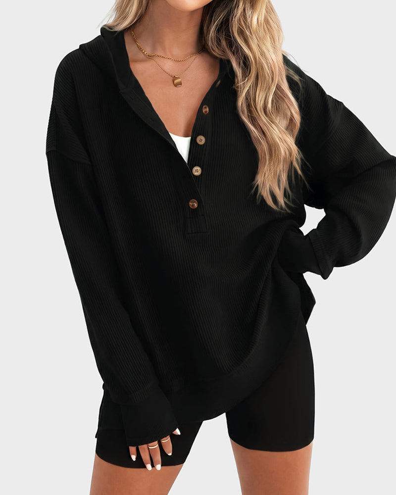 Vyla™ Oversized Collared Ribbed Sweatshirt