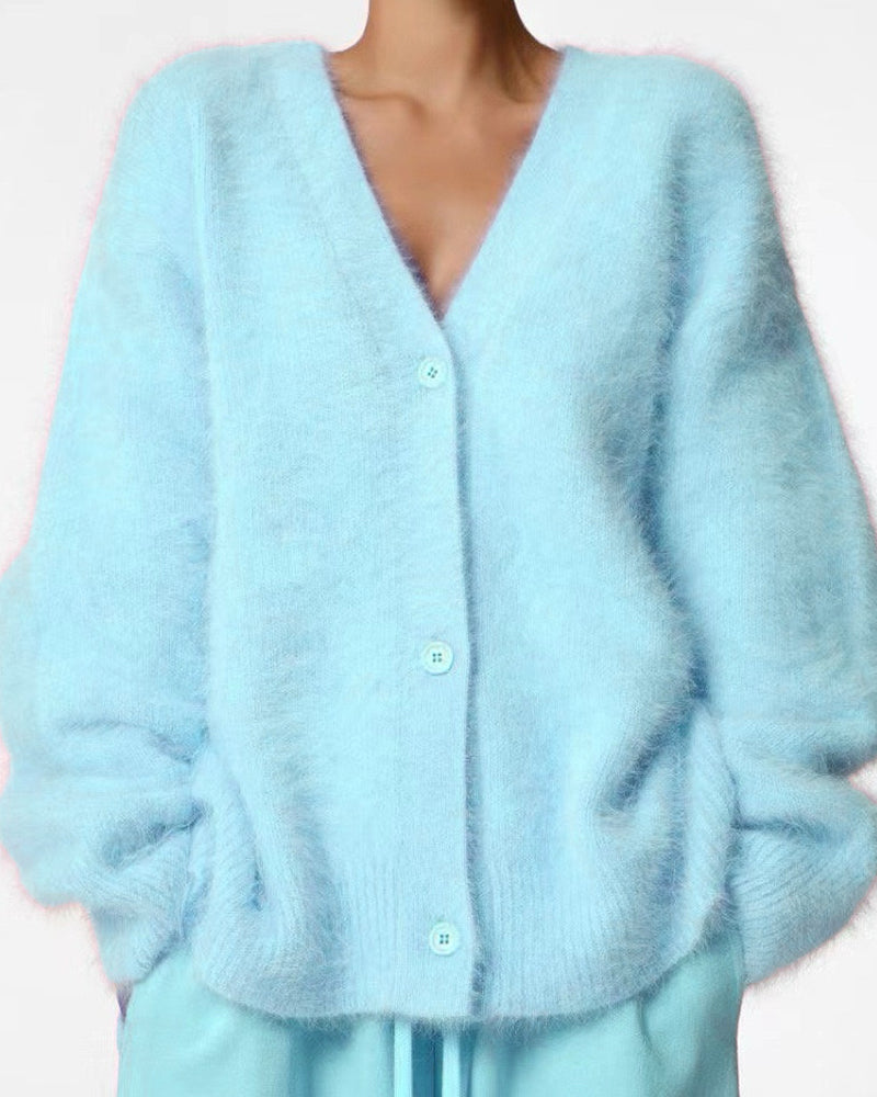 Aloveta™ Cloud-Soft Fluffy Oversized V-Neck Cardigan