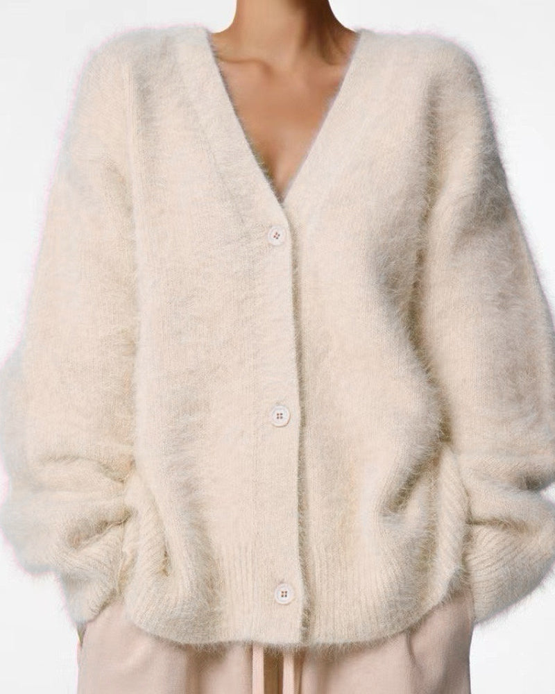 Aloveta™ Cloud-Soft Fluffy Oversized V-Neck Cardigan