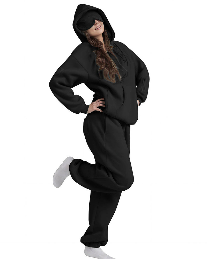 Vyla™ The Nap Hoodie Built-In Sleep Mask Pullover & Jogger Casual Set