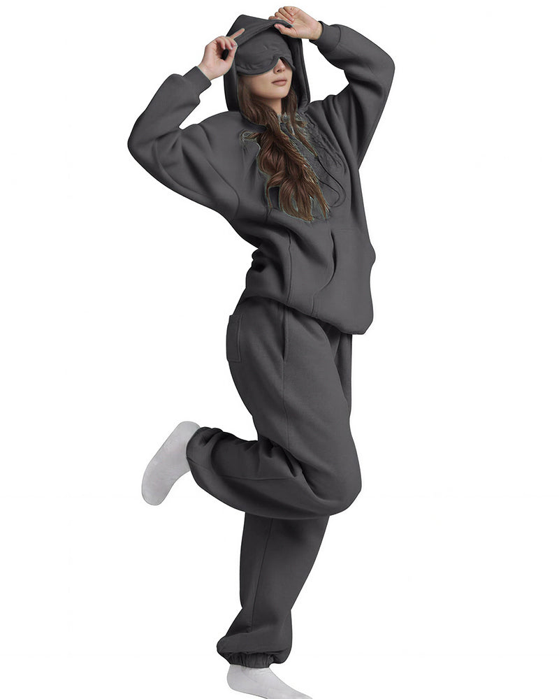 Vyla™ The Nap Hoodie Built-In Sleep Mask Pullover & Jogger Casual Set