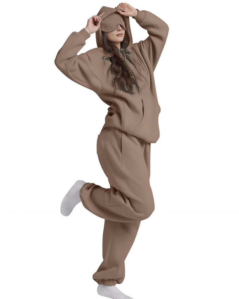 Vyla™ The Nap Hoodie Built-In Sleep Mask Pullover & Jogger Casual Set