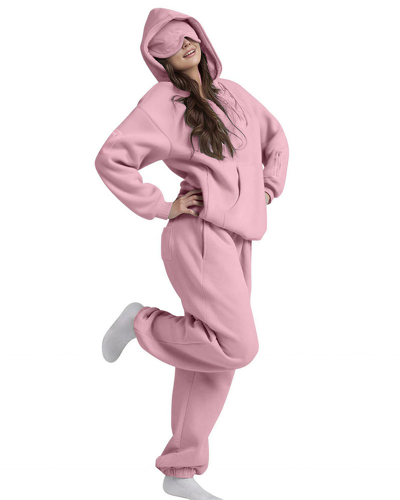 Vyla™ The Nap Hoodie Built-In Sleep Mask Pullover & Jogger Casual Set