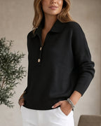 Vyla™ Polo Collar Knit Sweater - Relaxed Half-Button Pullover