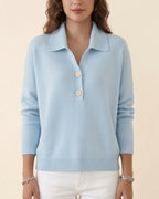 Vyla™ Polo Collar Knit Sweater - Relaxed Half-Button Pullover