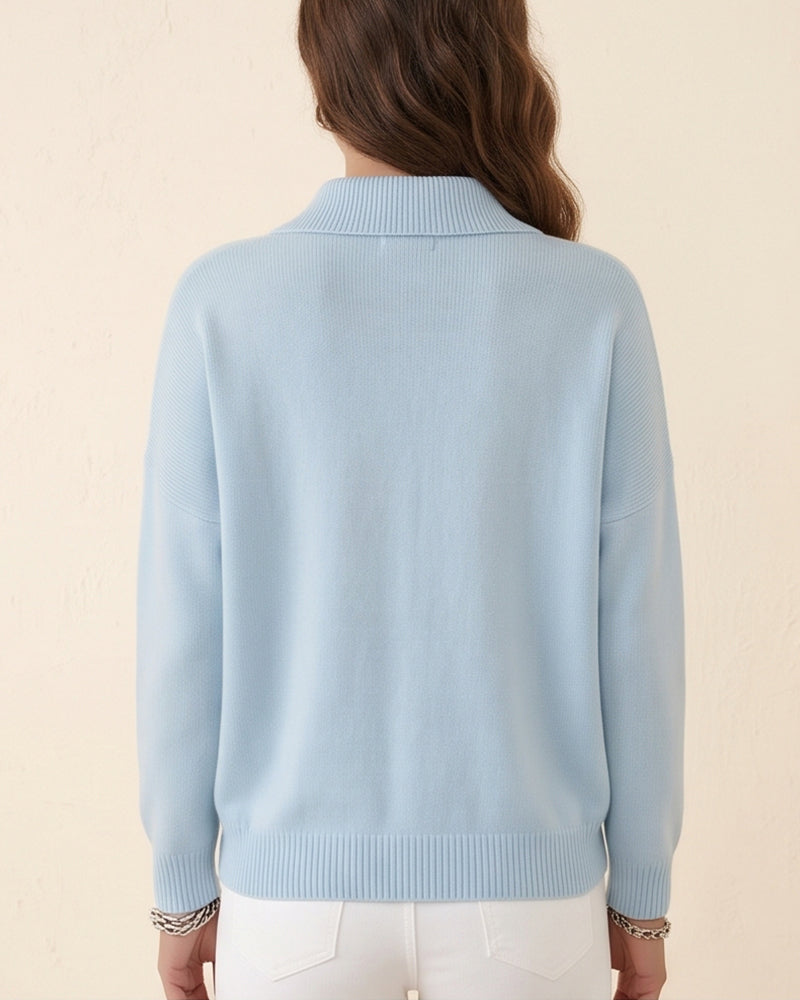 Vyla™ Polo Collar Knit Sweater - Relaxed Half-Button Pullover