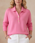 Vyla™ Polo Collar Knit Sweater - Relaxed Half-Button Pullover