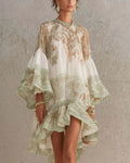 Vyla™ Bell Sleeve Print Ruffle Mini Dress