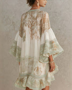 Vyla™ Bell Sleeve Print Ruffle Mini Dress