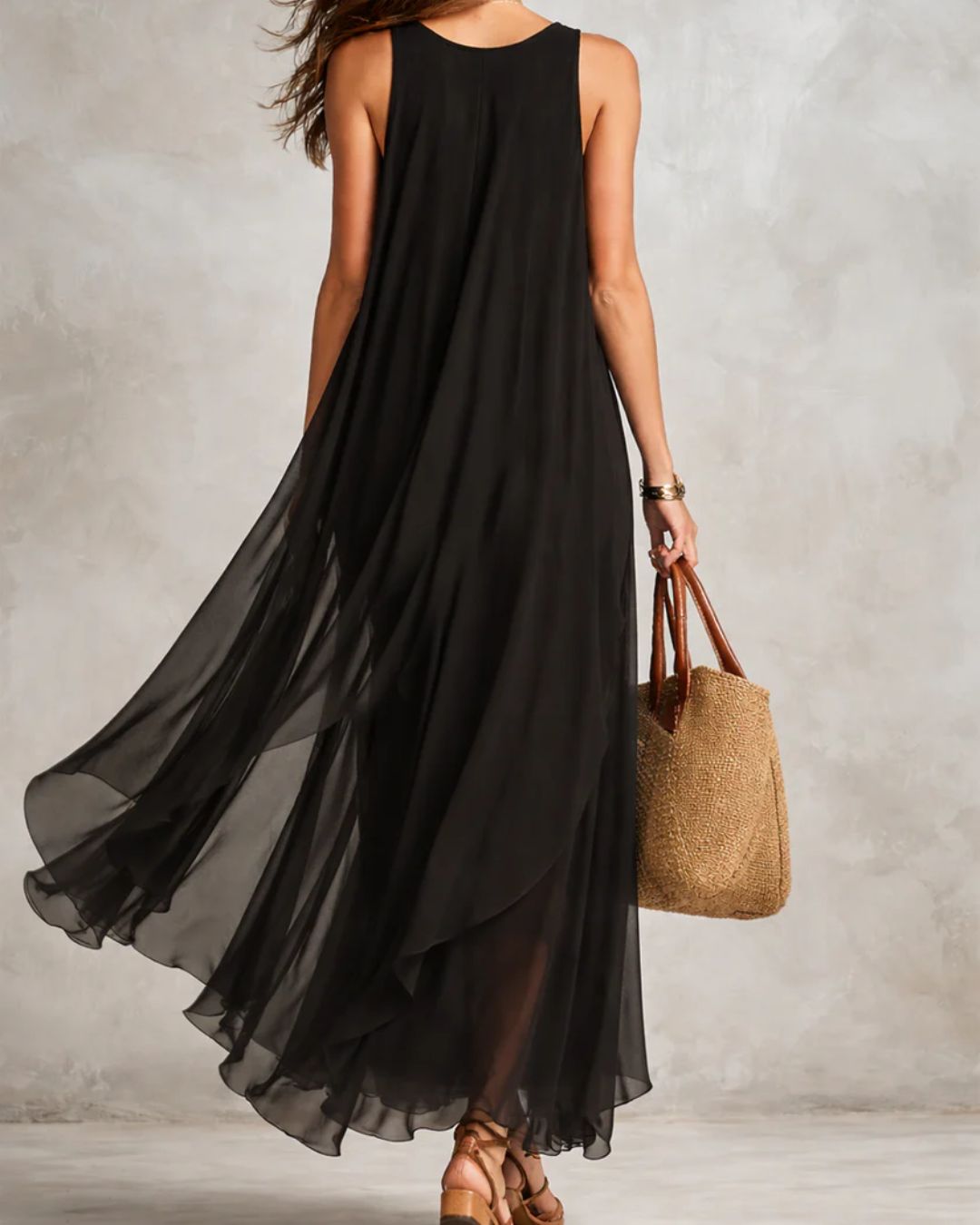Vyla™ Boho Layered Chiffon Maxi Dress