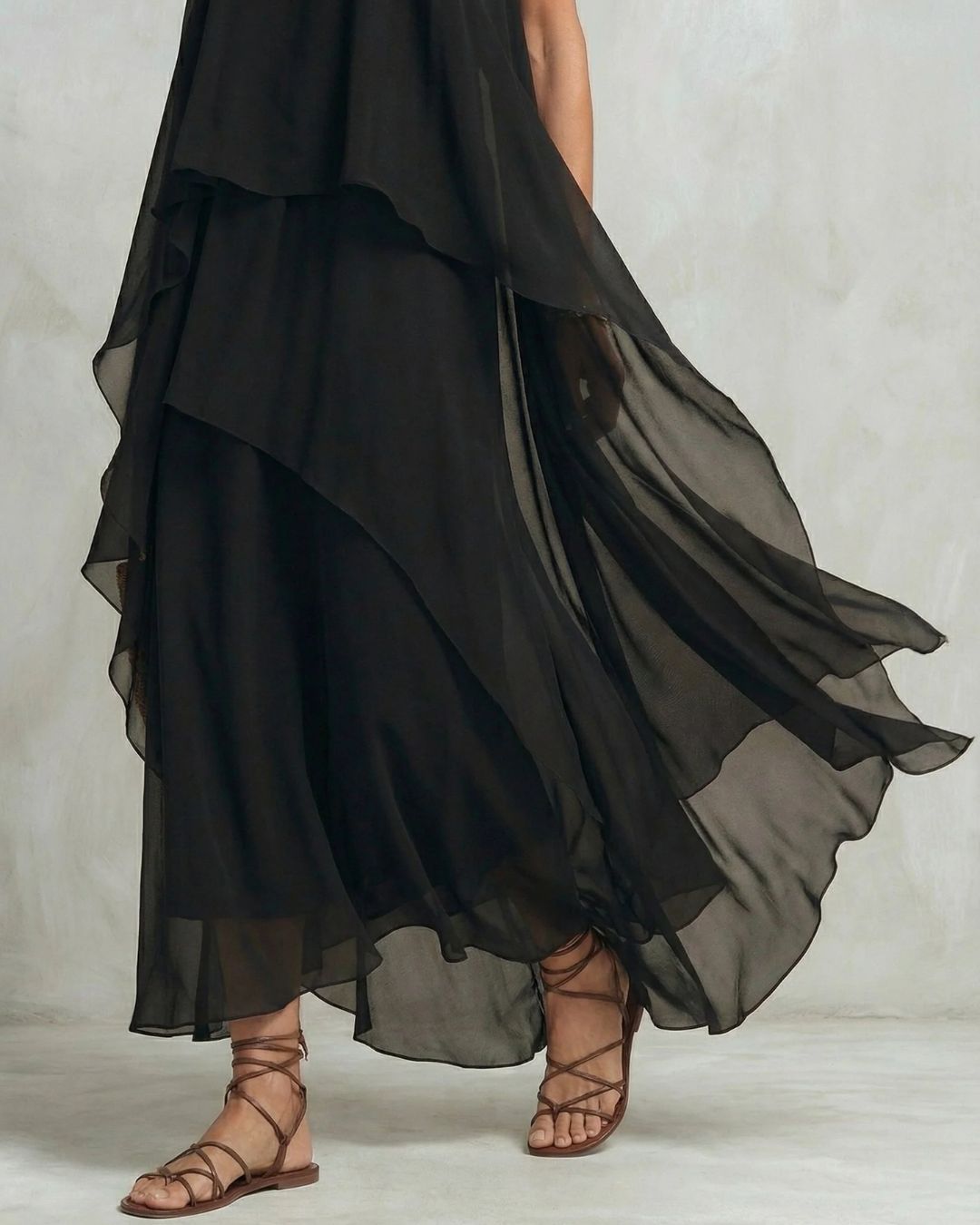 Vyla™ Boho Layered Chiffon Maxi Dress