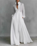 Vyla™ Stand-Up Collar Long-Sleeve Maxi Dress
