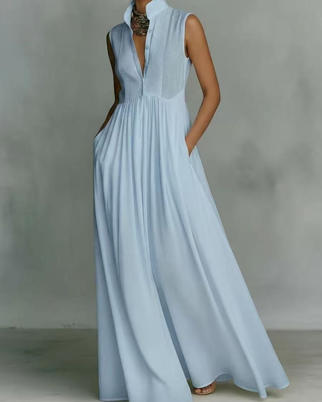 Vyla™ Stand Collar Sleeveless Casual Loose Maxi Dress