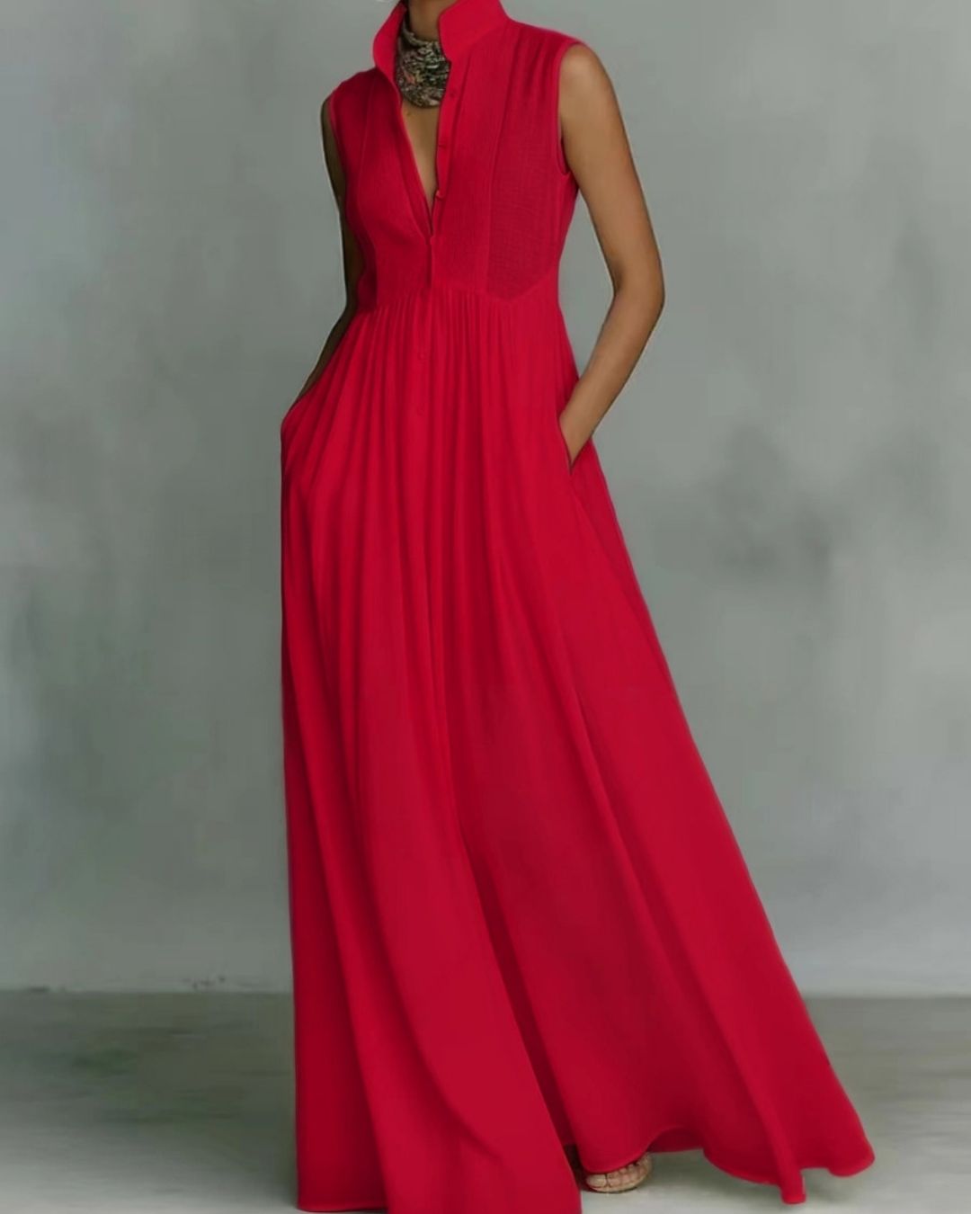 Vyla™ Stand Collar Sleeveless Casual Loose Maxi Dress