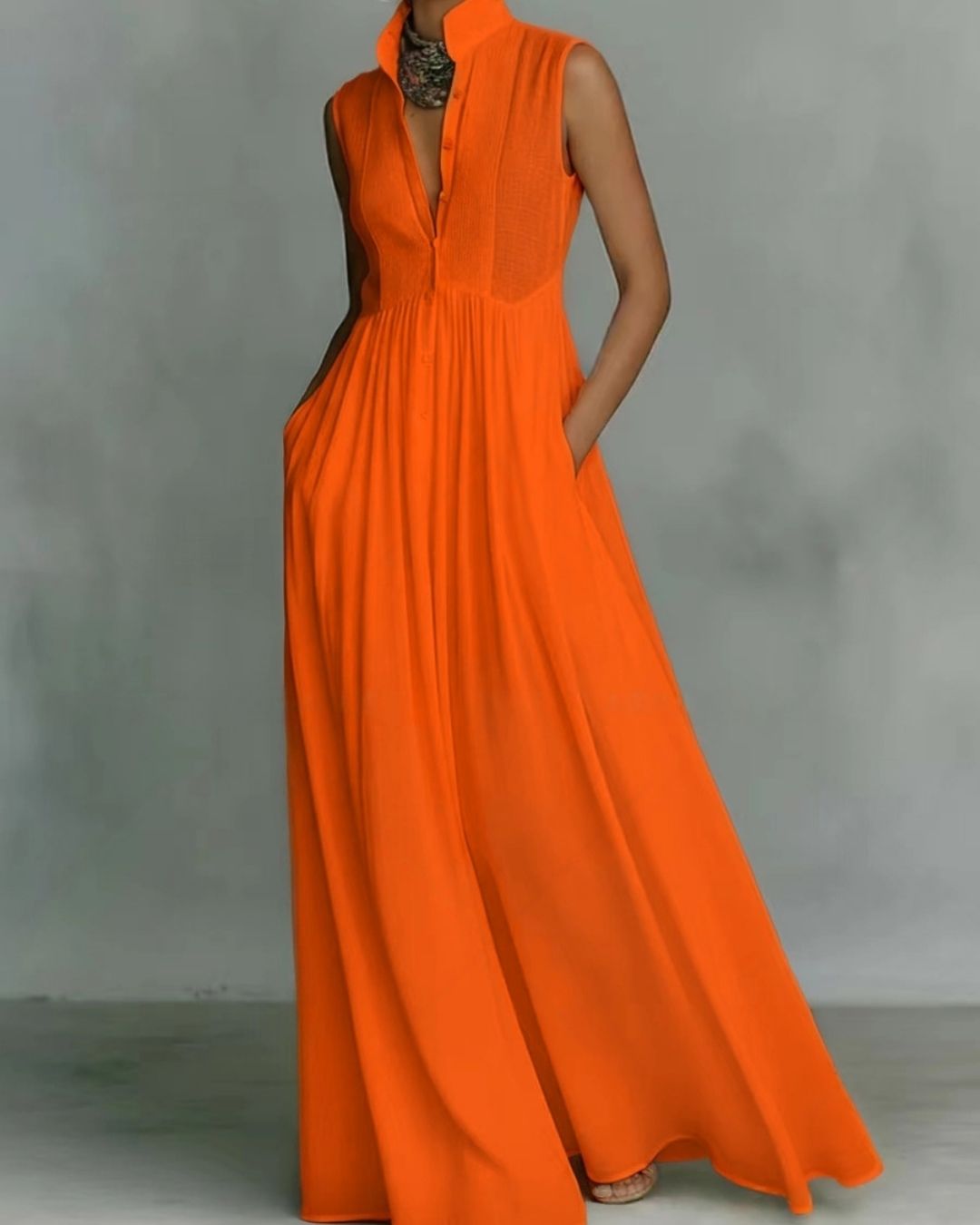 Vyla™ Stand Collar Sleeveless Casual Loose Maxi Dress