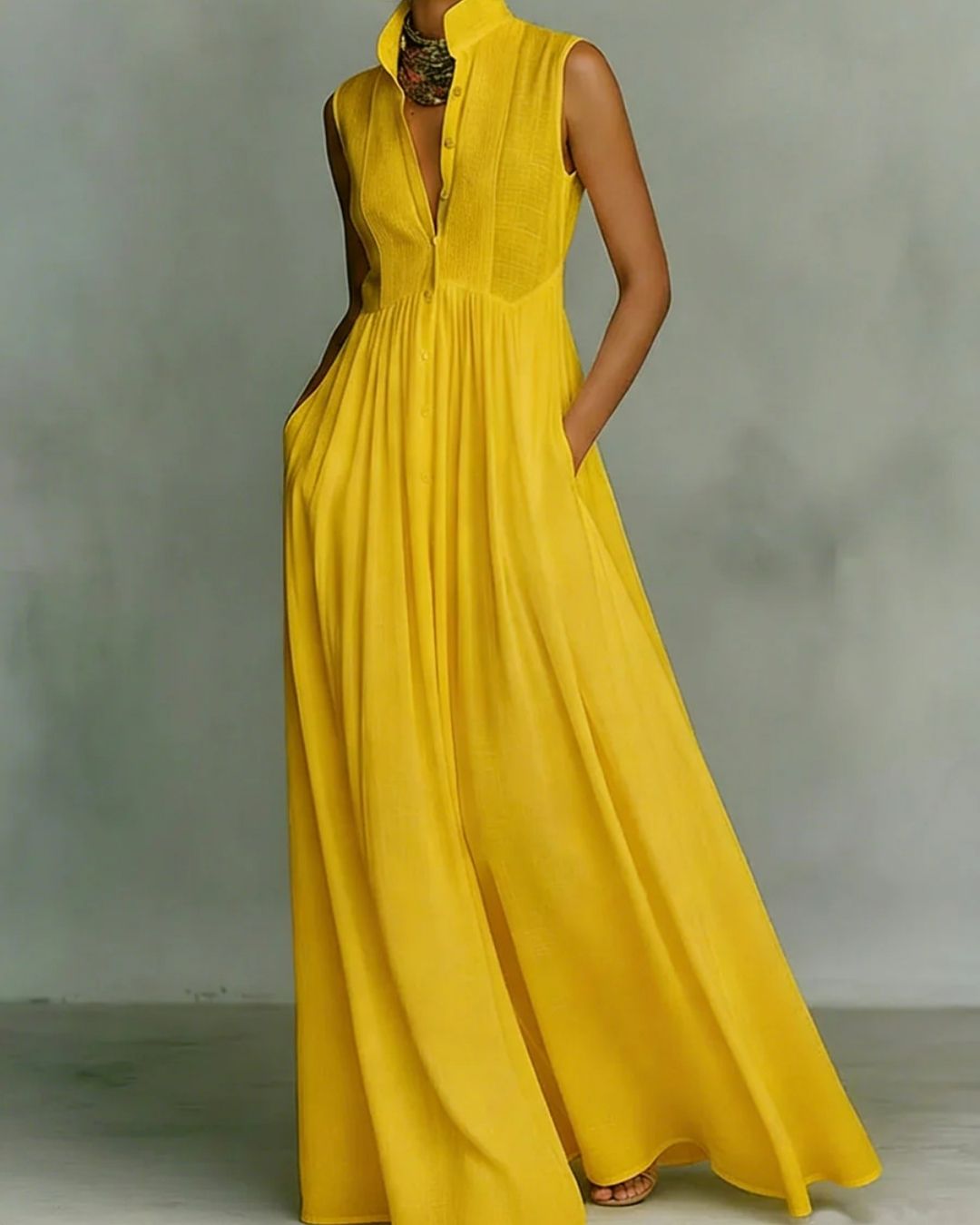 Vyla™ Stand Collar Sleeveless Casual Loose Maxi Dress
