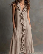 Vyla™ Ruffle-Front V-Neck Sleeveless Maxi Dress