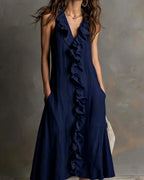 Vyla™ Ruffle-Front V-Neck Sleeveless Maxi Dress