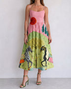 Vyla™ Sunset Zebra Print Sleeveless Midi Dress