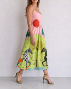 Vyla™ Sunset Zebra Print Sleeveless Midi Dress