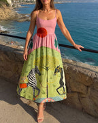 Vyla™ Sunset Zebra Print Sleeveless Midi Dress