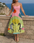 Vyla™ Sunset Zebra Print Sleeveless Midi Dress