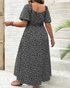Vyla™ Plus Size Floral Smocked Bodice Maxi Dress with High Slit