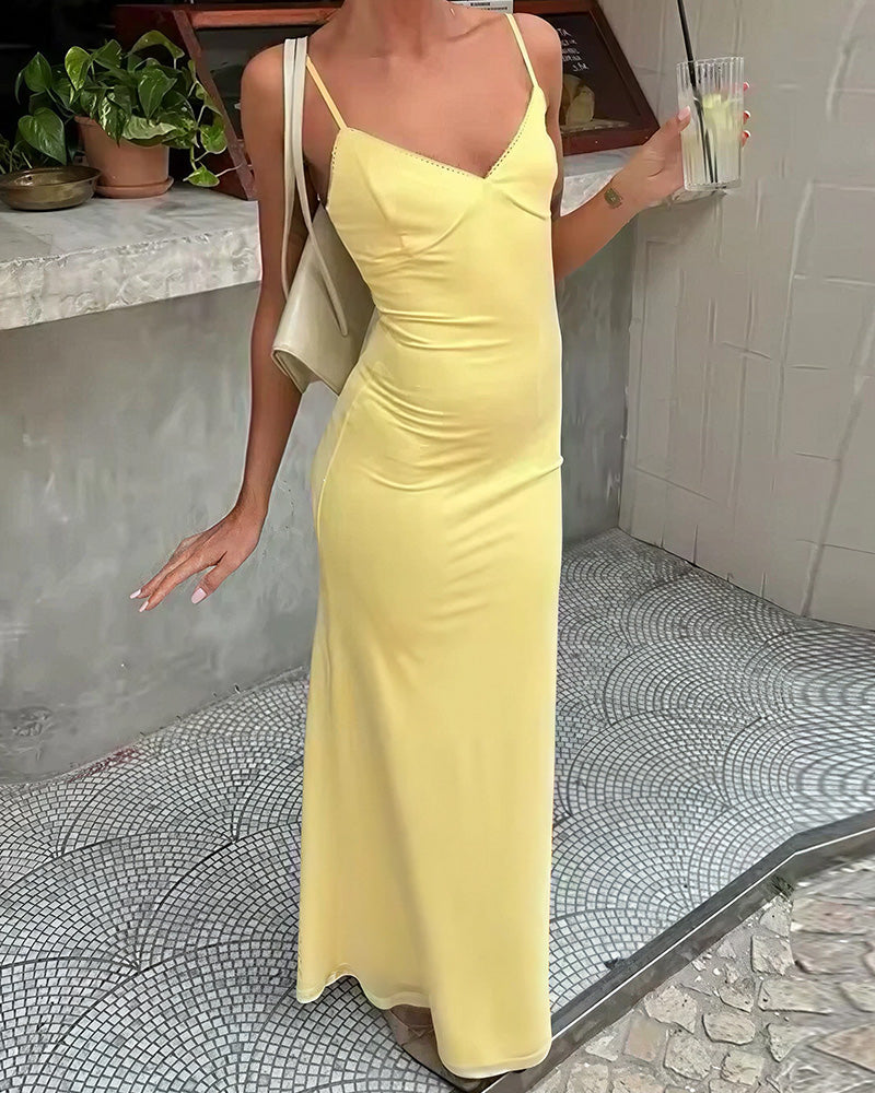 Vyla™ Sunkissed Elegance Ruched Maxi Slip Dress