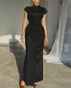 Vyla™ Ruched Asymmetrical Draped Maxi Dress