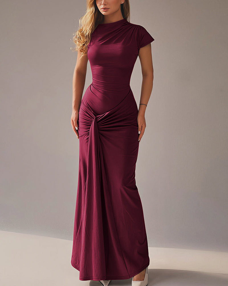 Vyla™ Ruched Asymmetrical Draped Maxi Dress