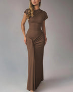 Vyla™ Ruched Asymmetrical Draped Maxi Dress