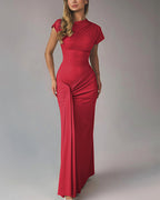 Vyla™ Ruched Asymmetrical Draped Maxi Dress