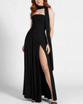 Vyla™ Strapless High-Slit Draped Maxi Evening Dress