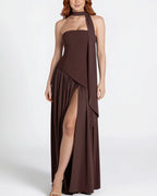 Vyla™ Strapless High-Slit Draped Maxi Evening Dress