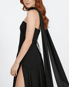 Vyla™ Strapless High-Slit Draped Maxi Evening Dress