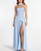 Vyla™ Strapless High-Slit Draped Maxi Evening Dress