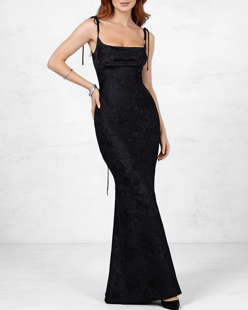 Vyla™ Lace Mermaid Tie-Strap Backless Maxi Dress