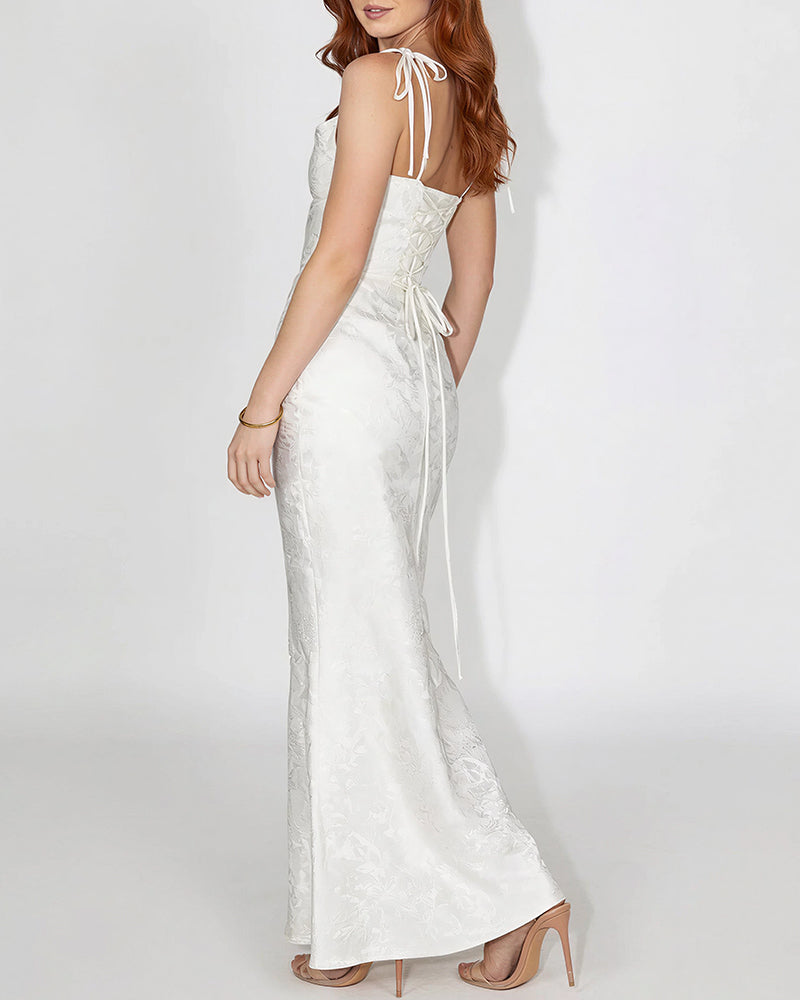 Vyla™ Lace Mermaid Tie-Strap Backless Maxi Dress